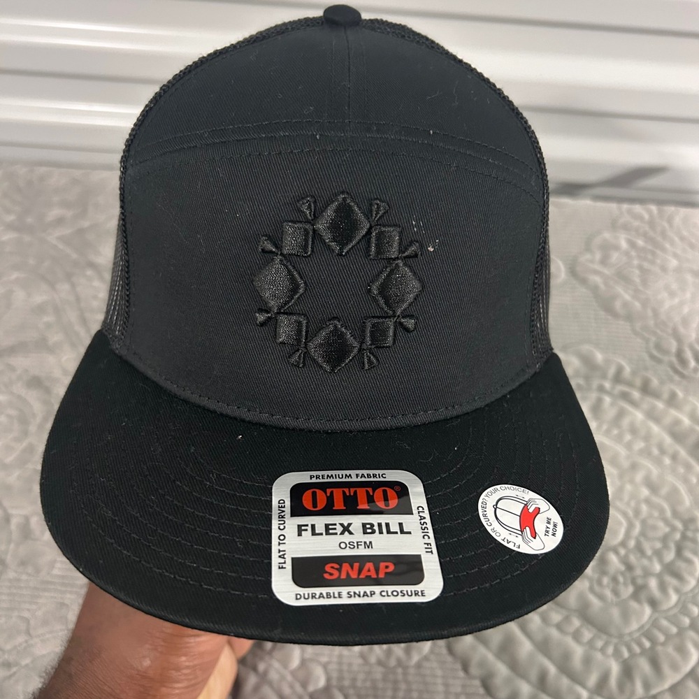 OTTO Black 7-Panel Flex Bill Trucker Hat Geometric Diamond Snapback 172-1298